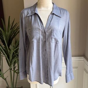 Joie Button Up Long Sleeve Top Blouse Small S Chambray